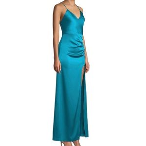 Alice + Olivia Fallon Ruched Gown Teal 4